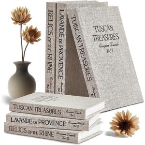 Decorative Books for Home Decor, Set of 3 Linen Fake Books for Decoration, Designer Book Decor Set for Coffee Table/Bookshelf/Mantel Decor/Console Table, Keepsake Photo/Remote Control Storage Box