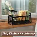 Stainless Steel Kitchen Sink Caddy, Kitchen Sponge Holder, with High Brush Holder, Adjustable Divider, Tilted Drain Pan, Multifunctional Sink Accessories, for Sponge, Soap, Dish Brush, Grey (black)