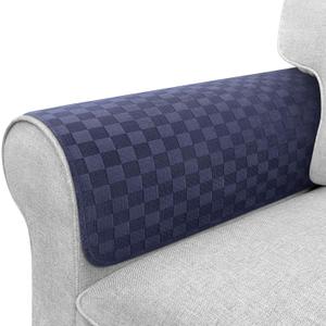 Couch Arm Covers, Sofa Arm Covers, Waterproof Armrest Cover for Sofa, Loveseat, Armchair, Anti-Slip Recliner Arm Cover, Headrest Cover, Arm Chair Covers Set of 2 (Navy Blue, 22"×18")