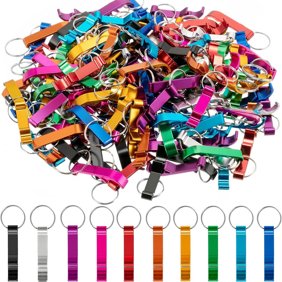 Cunhill 150 Pieces Aluminum Bottle Opener Claw Bottle Opener Keychain Pocket Beer Bottle Opener Keychain Small Beverage Keychain for Wedding Party Favors Hotel Restaurant Bar Bride Shower, 10 Colors