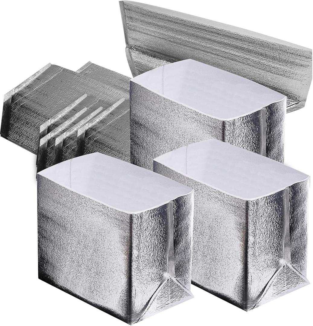 10 PCS Reusable Insulated Shipping Bags 13.4 x 9.5 x 13 Inch, Thermal Box Liners for Lunch Box Camping Picnic Foil Insulated Bag Liner Waterproof Insulation Package for Frozen and Hot Food