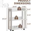 ALISENED 3-Tier Small Bookshelf with Wheels, Bedside Cart Library Cart, 29.76"H x 24.4"W x 9.33"D