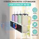 Magnetic Cup Holder for Fridge,8 Cups Water Bottle Organizer for Stanley 30 40 oz with Tumbler Lid Organizer,High Capacity Heavy Duty Kitchen Storage Rack Accessories