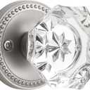 Satin Nickel Door Knobs Crystal Door Knob Brushed Nickel Passage Door Knobs Glass Silver Interior Door Knob for Hall and Closet, 1 Pack