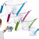 KPKitchen 4-Piece Angled Liquid Measuring Cups Plastic Set - BPA-Free Mini Oz, 1, 2 and 4 Plastic Measuring Cup Sizes - Measuring Cups For Liquids with ML & Cups Measures - Small & Large Measure Cup