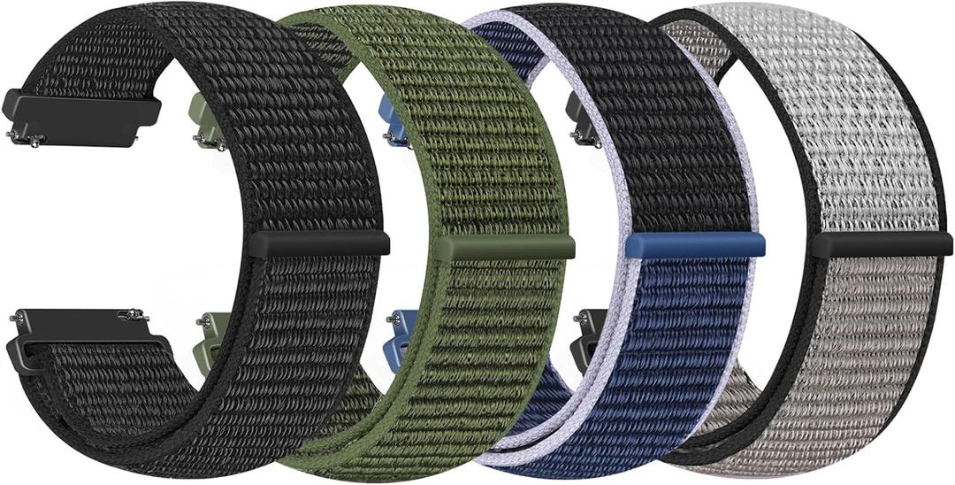 4 Pack Nylon Watch Bands Compatible with Garmin Venu 4 45mm/Venu 3 45mm/2/Vivoactive 4, Garmin Forerunner 255/255 Music/265/955, 22mm Sport Repalcement Strap for Amazfit GTR 4/3/2/Bip 6/Bip 5