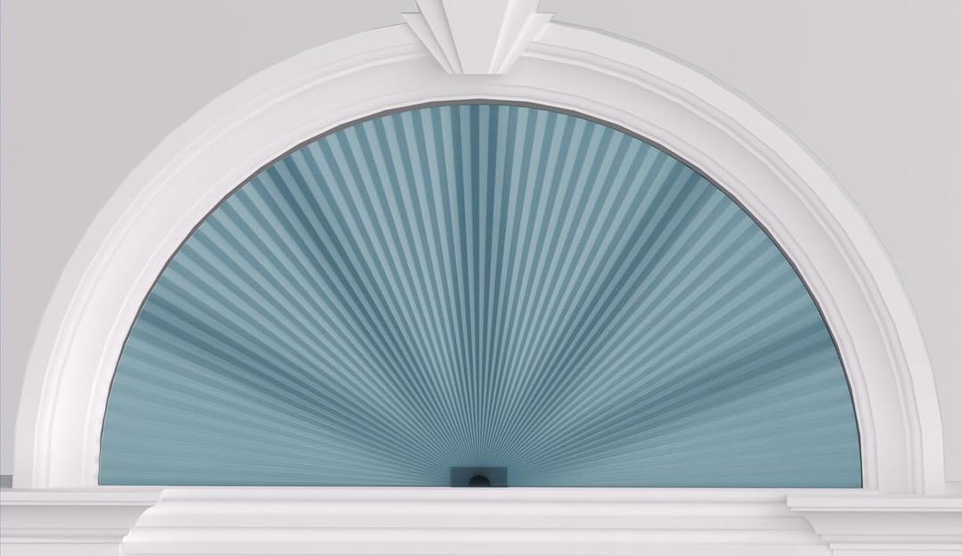 Myshade Arch Window Shades Half Circle Light Filtering Cellular Shades Cordless No Drill Blinds for Windows Half Moon Honeycomb Fabric No Tools Shades Easy Install (1PCS Blue 72" W X 36" H)