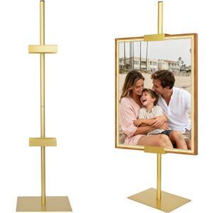 Sturdy Tabletop Picture Frame Stands, Adjustable Size Table Easels, Heavy Metal Base for Display,Picture Frame Holder Art Display Stand, Signs, Canvas (Gold)