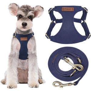 Puppytie Dog Harness with Multifunction Dog Leash,Soft Adjustable No Choke Escape Proof Pet Harness Vest for Medium Dogs or Large Dogs, Navy, Medium