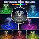 Yzert Solar Fountain Colorful Ring Lights, 2026 3.5W Solar Water Fountain with 2000mah Battery, Solar Fountain Pump for Bird Bath, Pond, Pool, Outdoor