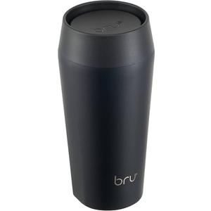 Bru Travel - Insulated Coffee Cup Travel Mug for Hot Drinks, Leakproof, Ceramic Lined (16 oz, Black Magic)