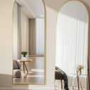 58"x18" Arched Full Length Mirror, Floor Mirror with Stand, Freestanding,Wall Mounted Hanging or Leaning Arched-Top Full Body Mirror for Bedroom, Dressing Room -Gold