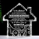 ZHSHWAT Gifts for Husband, Gifts for Husband from Wife House Shape K9 Crystal Keepsakes - Romantic Gifts for Husband Home Office Desk Decorations, Christmas Wedding Anniversary
