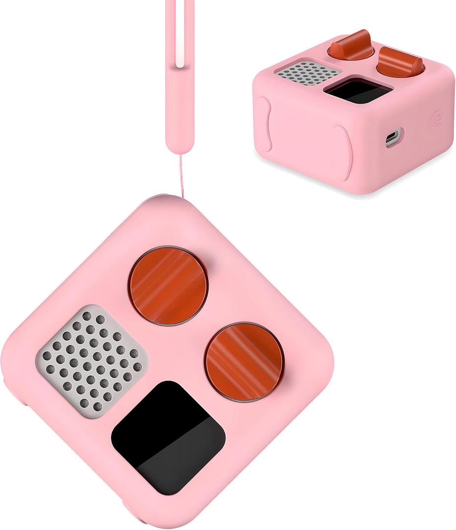 PROfezzion Silicone Case for Yoto Mini Player, Yoto Mini Jacket with Wrist Lanyard Protective Sleeve Case for Kids Mini Audio Device Anti-Slip Silicone Skin Cover - Pink