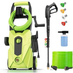 2025 New 5000PSI Electric Pressure Washer, Power Washer with 33FT Resistant Extension Hose and 4 Nozzles, Compatible with Undercarriage Cleaners, Professional Powerwashers for Home/Car(Green) (Yellow)