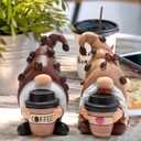 Hodao Coffee Gnome Figurines - Hand-Painted Resin Indoor Decor, Set of 2 Cute Cafe Bar Decorations, Perfect Home & Bedroom Ornaments, Ideal Gift for Coffee Lovers and Housewarming