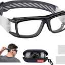 Sport Glasses for Men Women Basketball Football Sport Goggles Anti Fog Shock Collision Wearable Glasses (Black Frame Black Nose Pads)