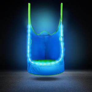 Upgraded Kids Pod Swing Chair,Child Hanging Hammock Chair with Led Lights,900D Oxford Cloth Pod Swing Seat for Indoor and Outdoor with All Accessories (Blue)