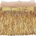 MAYJOYDIY 10Yards Gold Sequin Sewing Fringe Trim 13inch Wide Sparkling Sequins Lace Tassel Fringe Trim with Leaf Shape Embellishment for Latin Dance Stage Costume Dress Sewing Crafts Party Decors
