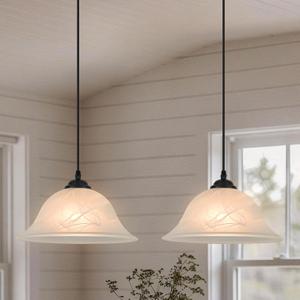 Black Pendant Lights Kitchen Island 2 Pack, 11.8 Inch White Glass Pendant Light with Frosted, Alabaster Island Pendant Lights, Vintage Farmhouse Pendant Lights for Dining Room, Bar, Cafe