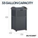 Suncast Wicker Trash Hideaway, Outdoor Trash Can with Lid, Cyberspace Gray