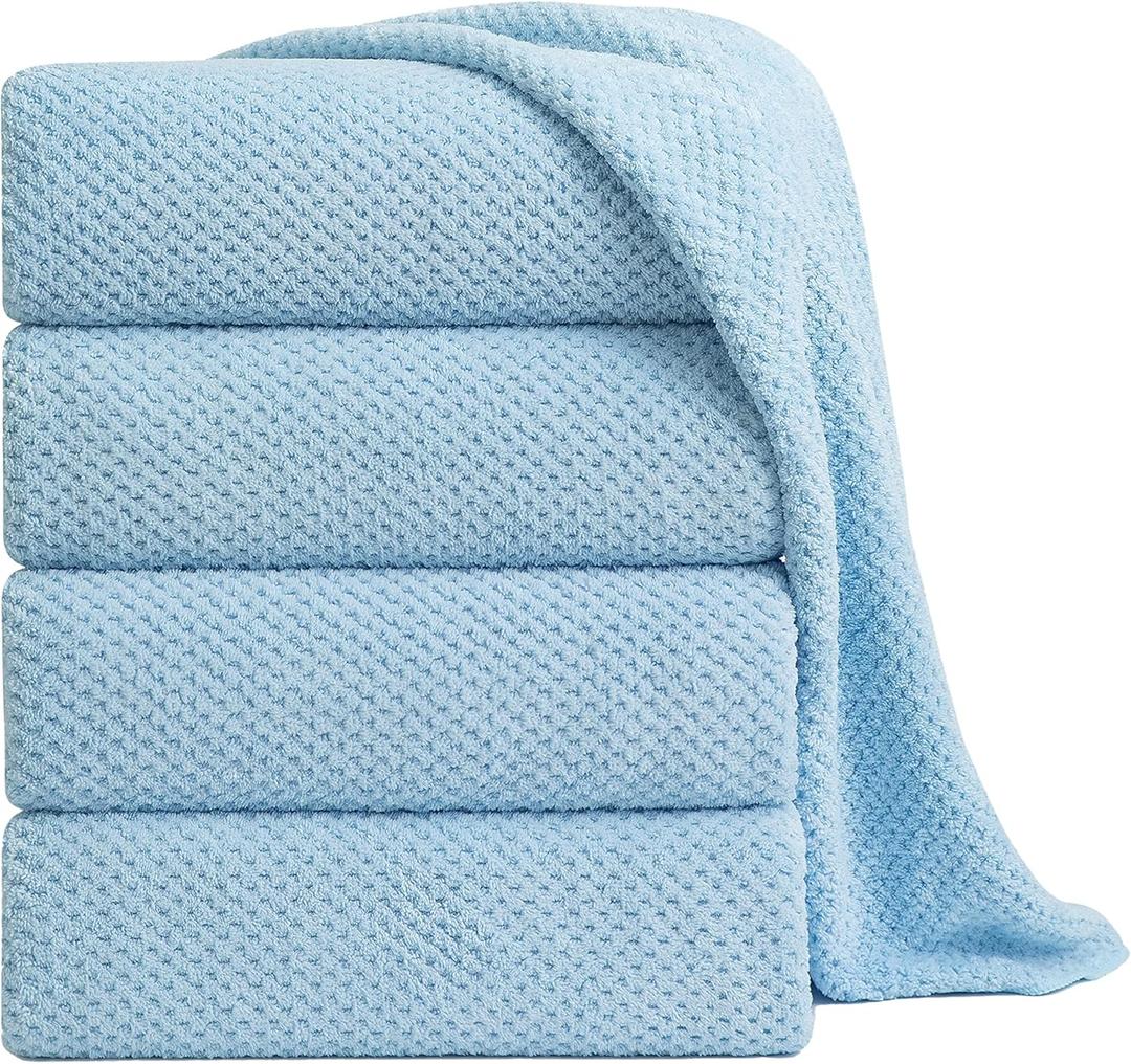Extra Large Bath Towel Sheet Set 35x70 Inches - Oversized Bath Towels Set, Large Microfiber - Quick Dry, Lightweight, Super Soft, Highly Absorbent Towel Set for Bathroom, Hotel, SPA, Pack of 4 (Blue )