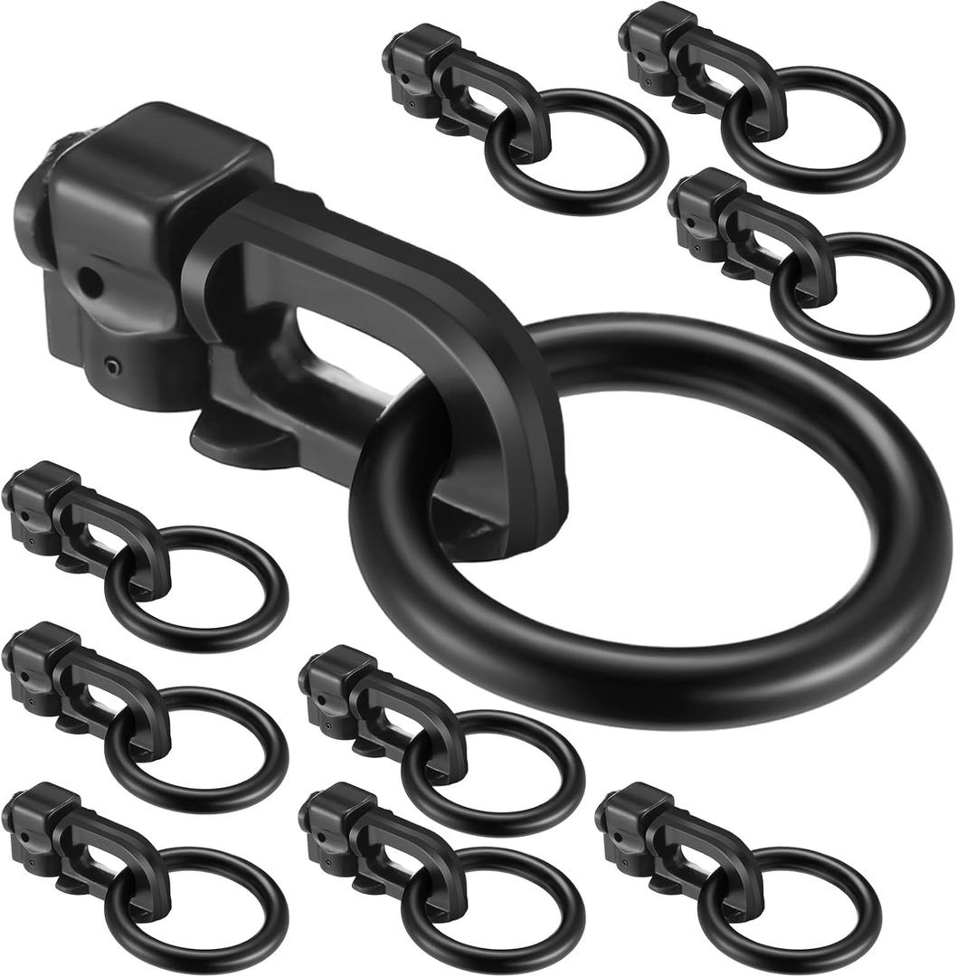 Yaocom 10 Pack L Track Double Stud Tie Down Fitting, L Track Tie Down, L-Track Accessories for Trucks, Rvs, Atvs, Van, Bearing 5000 Lbs Heavy Duty Steel, Black (O Ring)