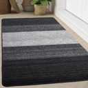 Kitinjoy Indoor Outdoor Door Mat, 71x47 Non-Slip Absorbent Dirt Trapper, Low-Profile Washable Inside Entrance Front Floor Mat, Sturdy Soft Entry Doormats for Entryway, Black (71" x 47")