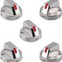 5-Pack Upgraded DG64-00473A Burner Control Dial Knob Range Oven Replacement Compatible with Samsung Gas Range/Oven/Stove,Sturdy Stainless Steel Reinforcement Ring