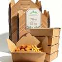 Kaderron 70Oz 50Pcs Disposable Take Out Food Containers, Brown Food Boxes To Go Kraft Paper Takeout Box Microwaveble and Refrigerator Safe(70OZ-50PACK)