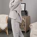 Arssm Women Fluffy Pajamas Set Fleece Pullover Pants Winter Loose Plush Lounge Sets 2 Piece Cozy Sleepwear(LightGrey-L) (Gray) Large