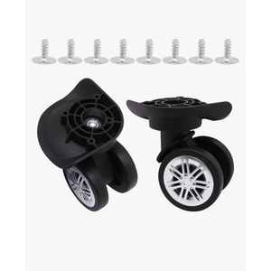 Luggage Wheels Replacement Kit, Suitcase Wheels Replacement with Screws, 360° Rotation Spinner Wheel, Mute Double Row Swivel Wheel for Luggage Suitcase Trolley (Black, 2PCS)