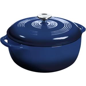 Lodge Essential Enamel Cast Iron Dutch Oven - Perfect for Bread Baking, Braising, Marinating & Slow Cooking - Features Moisture-Sealing Lid & Dual Handles - Kitchen Essentials - 6 Quarts - Indigo