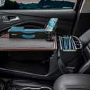 AutoExec Efficiency FileMaster Car Desk for Your Vehicle Workstation and Mobile Office, Mahogany with 400 watt Power Inverter, Phone Mount and Phone Vent Clip