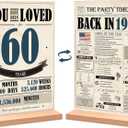 60th Birthday Party Decorations for Women Men, Vintage Back in 1965 Birthday Decor Poster Acrylic Table Sign, 60th Birthday Party Supplies, Double-Sided
