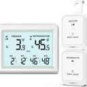 ORIA Digital Refrigerator Thermometer, Wireless Fridge and Freezer Thermometer with 2 Sensors, Indoor Outdoor Thermometer with Alarm, Max/Min Records, LCD Backlight, for Home, Restaurants, Cellars (#White)