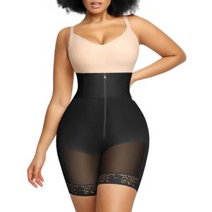 SHAPELLX High Waisted Body Shaper Shorts Shapewear for Women Tummy Control Thigh Slimming Slip Shorts Butt Lifting Shapewear (6X-Large, B1-black-zipper Closure)