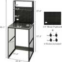 KirKical Mini Fridge Stand Shelf with Storage, Bakers Rack Coffee Bar Table Microwave Oven Stand with Mini Fridge Space for Home Kitchen Dorm, Slate Grey, 22.8"W X 22.1"D X 65.1"H
