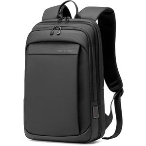 FENRUIEN Tech Backpack for Men, Expandable Backpack with USB C Charging Port, Water Resistant 17.3 Laptop Backpack, Black