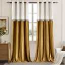 GIGIZAZA Velvet Curtains for Living Room 84 Inches 2 Panels Vintage Window Treatment Ivory Gold Curtain Embroidered Floral Blackout Drapes Retro Curtains Set