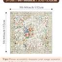 5x5 Living Room Area Rug Washable: Floral Non-Slip Mats for Indoor Floor Entryway Dining Room Bedroom - Soft Thin Carpet for Vintage Neutral Home Decor (5ft Square, Beige)