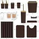 XLHOMO Bathroom Accessories Set - 25PC Brown Bathroom Sets with Shower Curtain and Rugs, Bathroom Accessory Set, Brown Shower Curtain Set, Trash Can, Qtip Holder Dispenser & Soap Dispenser