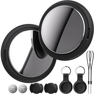 Air Tracker Tag Works with Apple Find My (iOS Only) Includes Replaceable Battery, Bluetooth Smart Item Locator Key Finder for Keys, Luggage, Wallet, Pet, Car, Bike (Black, 2-Pack)