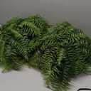 2 Set Fake Ferns with Hanging Baskets, Realistic Fake Hanging Plants, UV Resistant Artificial Ferns Outdoor Faux Plants for Front Porch Patio Garden Home Dcor, No Assembly Required