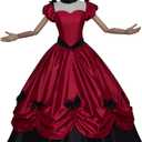 Women's Gothic Victorian Rococo Dress Civil War Southern Belle Tea Party Ball Gown Medieval Evening Dress (Red, L)