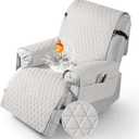TAOCOCO 100% Waterproof Recliner Cover - Recliner Cover with Non-Slip Granule, Recliner Chair Covers with Elastic Band, Recliner Chair Covers for Reclining Chair(White,Medium-25'')