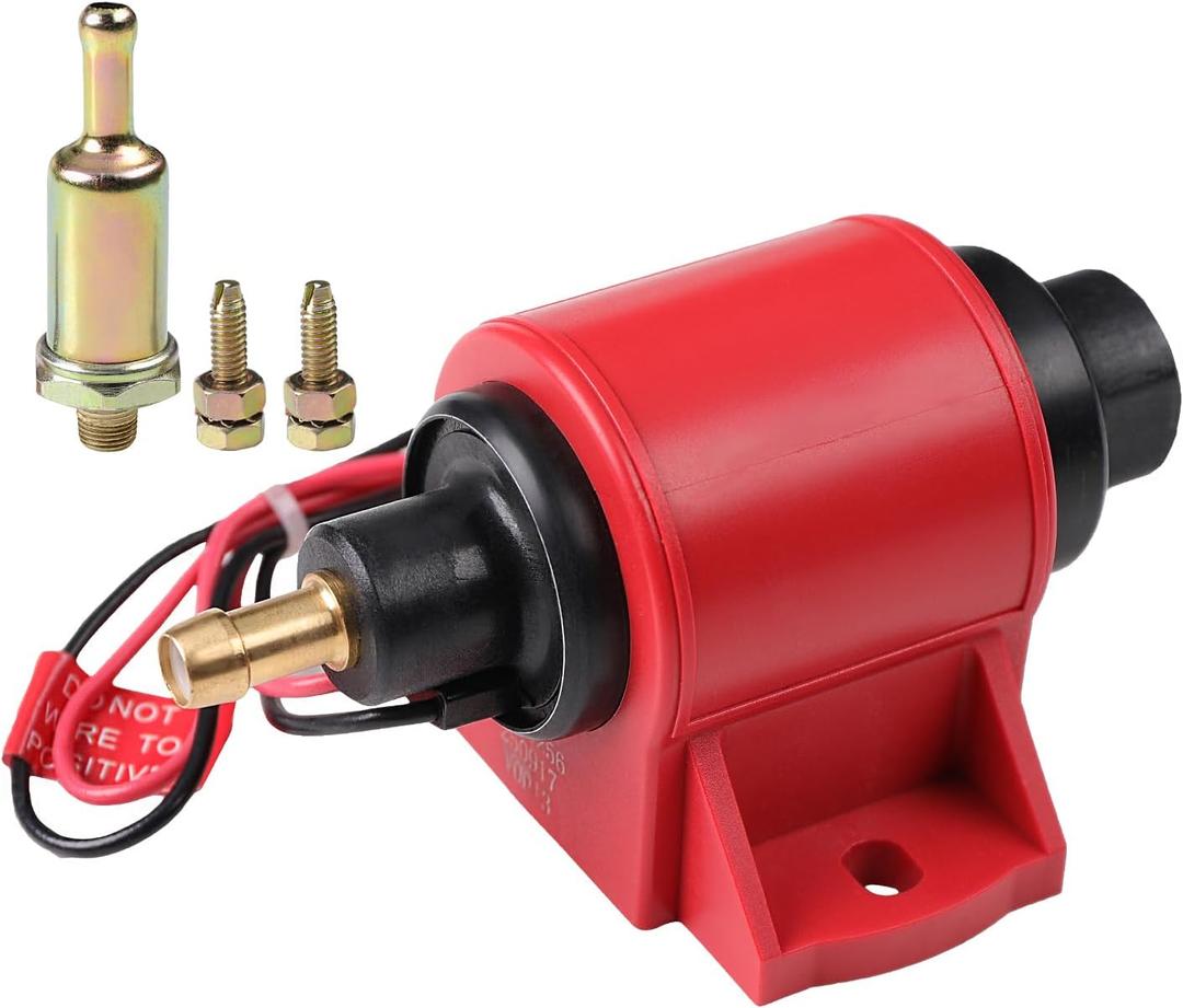 12V Electric Fuel Pump 5-9 PSI, 35 GPH for Gasoline and Diesel Engines - Compatible with Most 4, 6 & 8 Cylinder Carburetor Applications