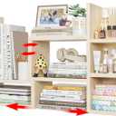 NUTIKAS Desk Shelves Desktop Organizer Shlef - Natural Wood Tone Office Organization for Top of Desk Organizers and Accessories Corner Bookshelf Table Top Shelving Small Hutch Decorations for Office