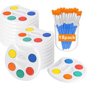 Mini Watercolor Paint Set for Kids.18 Pack Watercolor Paint Kids,5 Color Water Color set with Paint Brush and Palette Tray.DIY for Art Party Favors, Prizes,Birthday,Easter Basket Stuffers.