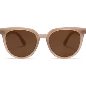 SOJOS Trendy Cat Eye Round Polarized Sunglasses for Women Fashion UV Protection Sunnies Sunglasses SJ2175 (Brown)